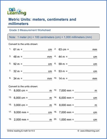 a worksheet with numbers and measurements