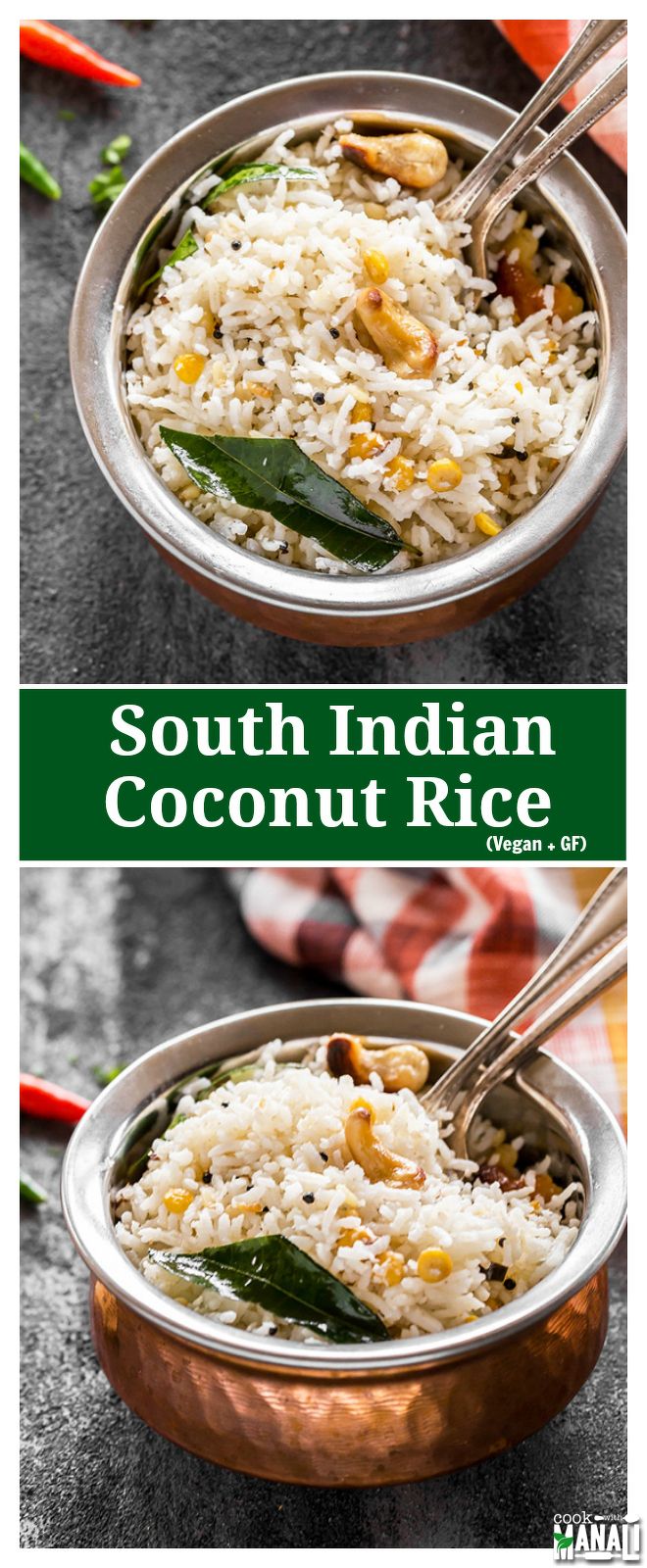 two bowls filled with rice and vegetables next to each other on top of a table