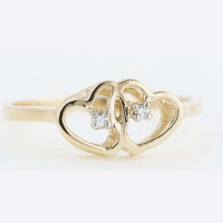 Best Price | Fine Jewelry | Double Heart Ring women's ring, intertwined with symbolism. This delightful ring denotes affection, romantic adoration and love. Symbolizing never ending romantic love, togetherness and unity. A designer setting in solid 14k yellow gold delivers with double shimmering diamonds. Valentine's Day Double Heart Promise Diamond Ring, Double Heart Promise Ring In Fine Jewelry Style, Elegant Double Heart Birthstone Promise Ring, Brilliant Cut Double Heart Rings For Anniversary, Double Heart Brilliant Cut Promise Ring, Double Heart Ring With Diamond Accents For Anniversary, Promise Double Heart Diamond Ring With Accents, Fine Jewelry Open Heart Diamond Promise Ring, Double Heart Birthstone Promise Ring For Valentine's Day