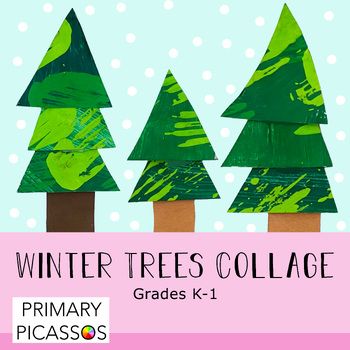 winter trees collage for primary and secondary school children to make with their own hands