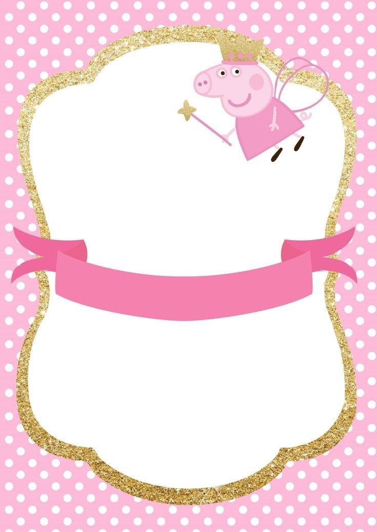 a pink and gold frame with a peppo pig on it's back, holding a