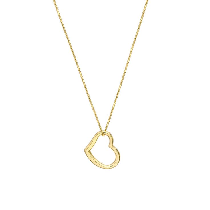 Birmingham Jewelry Item Number: BJ022048 Necklace Open Heart Pendant Adjustable NecklaceThe quintessential piece for your wardrobe. This 14K gold open heart pendant necklace is a classic staple. 14K Gold Chain Length: 16.00" - 18.00" Width: 1.05mm *The possibilities are not limited to the options in the dropdown. For pricing on further customizations & special size options, please call: 1-586-939-5100 Affordable Open Heart Gold Jewelry, Yellow Gold Open Heart Charm Necklace For Everyday, Everyday Yellow Gold Open Heart Charm Necklaces, Everyday Yellow Gold Open Heart Charm Necklace, Classic Heart Necklace With Delicate Chain, Yellow Gold Double Heart Necklace For Everyday, Classic Yellow Gold Heart Necklace With Heart Charm, Yellow Gold Open Heart Necklace For Everyday, Classic Yellow Gold Heart Pendant Necklace