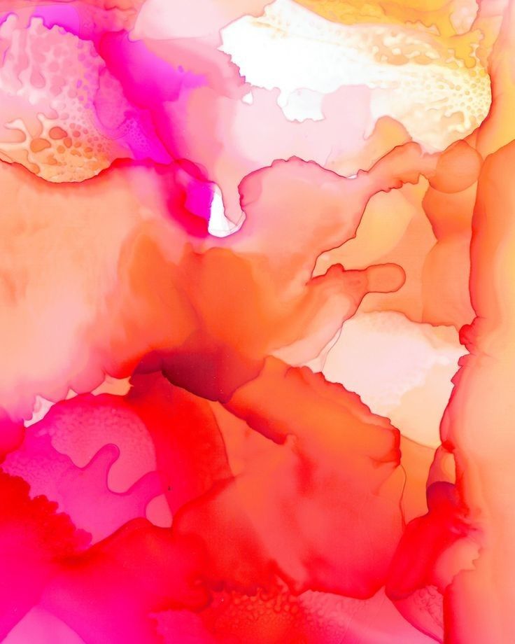 an abstract painting with red, yellow and pink colors