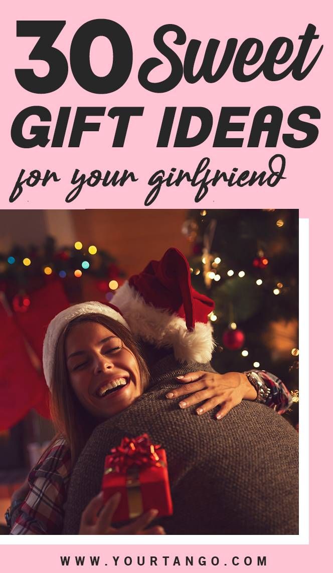 a woman hugging a man with the words 30 sweet gift ideas for your girlfriend