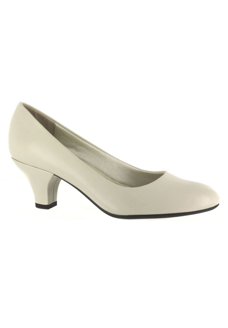 Great, basic pump offers effortless style and feminine flair perfect for every occasion.   Soft, man made upper  Padded tricot lining  Cushioned PU insole  Super flex TPR outsole  2" self covered heel  Basic pump available in full and half sizes 7-10, 11, 12 M; 7-10, 11, 12 W; 7-10, 11 WW  | Women's Fabulous Pump by Easy Street® in Bone (Size 10 M) Classic Cream Heels Medium Width, Classic Cream Heels With Comfort Fit, Classic Cream Heels With Medium Width, Fitted Cream Court Shoes For Work, Cream Fitted Court Shoes For Office, Fitted Cream Court Shoes For Office, Fitted Cream Court Shoes For Workwear, Fitted Closed-toe Heels With Arch Support, Fitted Closed Toe Heels With Arch Support