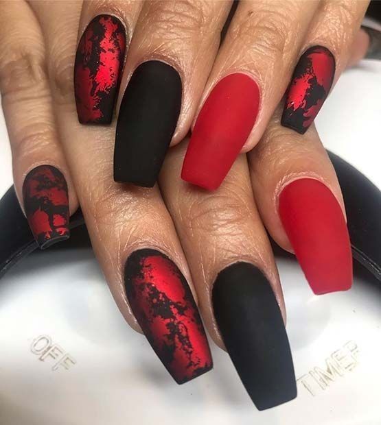 Red And Black Nail, Red And Black Nails, Red Black Nails, Turtle Nails, Nails For Wedding, Red Ombre Nails, Red Nail Art, Prom 2022, Black Acrylic Nails