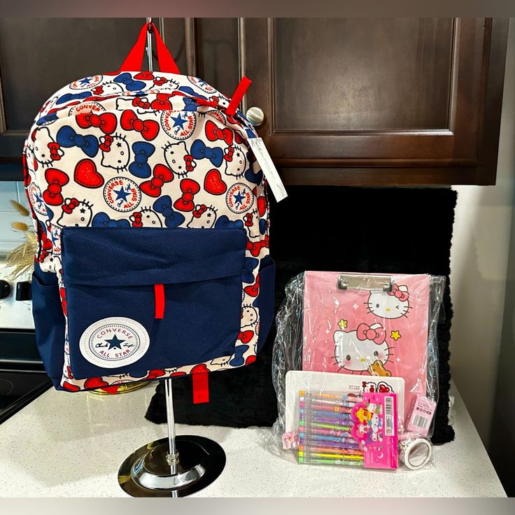 Limited Time: Converse Designed Hello Kitty Backpack Sold By White Reef Absolutely Gorgeous Backpack With Very Large Space Inside. Laptop Compartment. This Backpack Does Come With An Awesome Stationary Pack For Kiddos For School. Includes: Hello Kitty Calculator Spiral Notebook 2 Boxed Pens 1 Multicolored Super Pen 1 Hk Metal Decal Pen Washi Tape Clipboard 1 Pack Of Sanrio Highlighters 1 Hk Fuzzy Keychain 1 Hk Pencil Sharpener Hello Kitty Backpack For Back To School, Hello Kitty Print Kawaii Backpack For School, Playful Hello Kitty Backpack For Back To School, Back To School Hello Kitty Backpack, Playful Hello Kitty School Backpack, Hello Kitty Print Backpack For Back To School, Hello Kitty Kawaii Backpack For Back To School, Cute Hello Kitty Print Backpack For Back To School, Cute Hello Kitty Backpack For Back To School