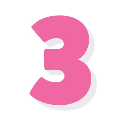 the number three is pink and white