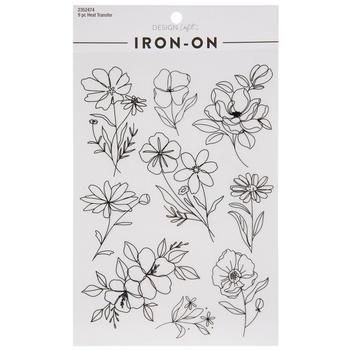 the iron on flower stickers are black and white