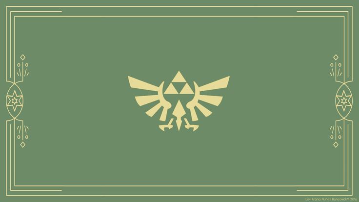 the legend of zeldan symbol on a green background with gold trimmings