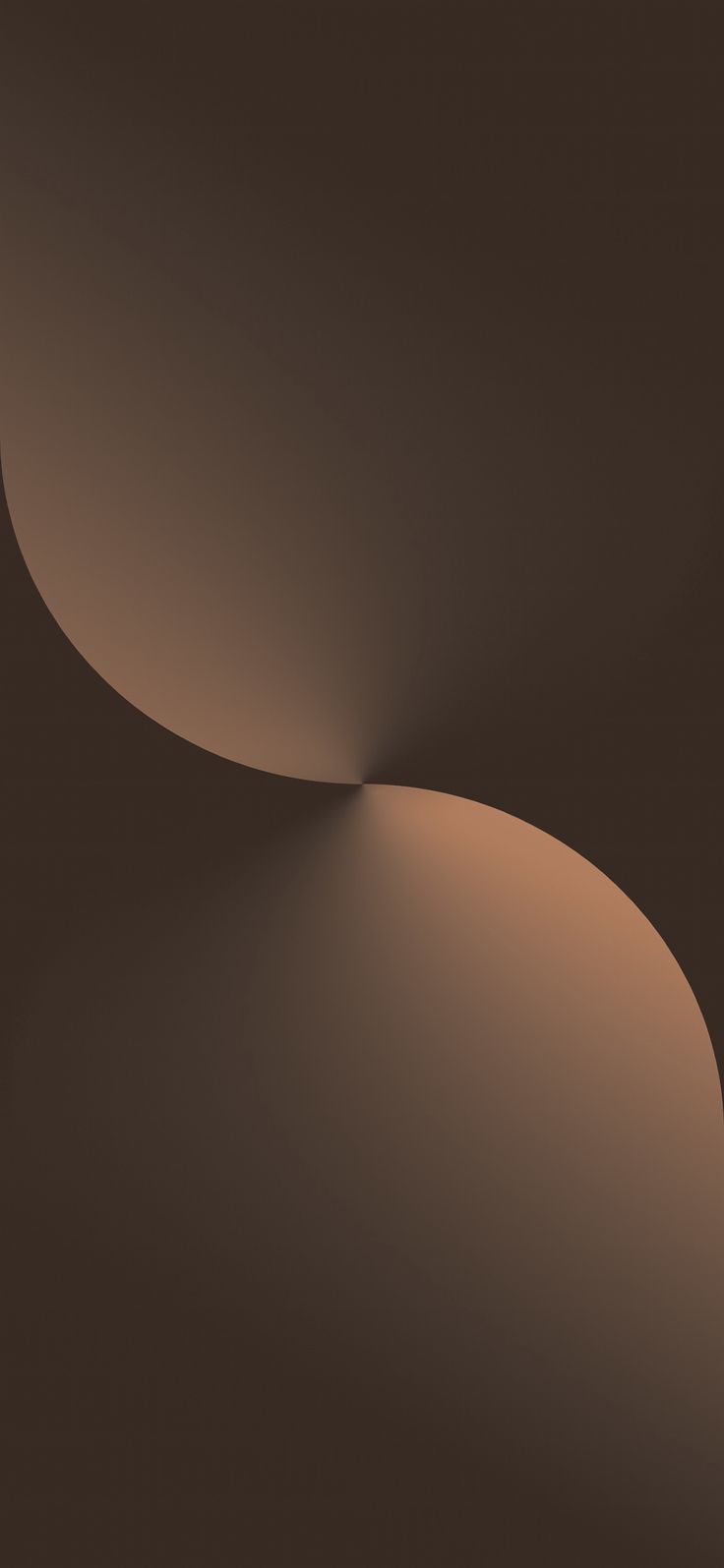 an abstract image of the shape of a curved object in brown and tan tones with light coming from behind it