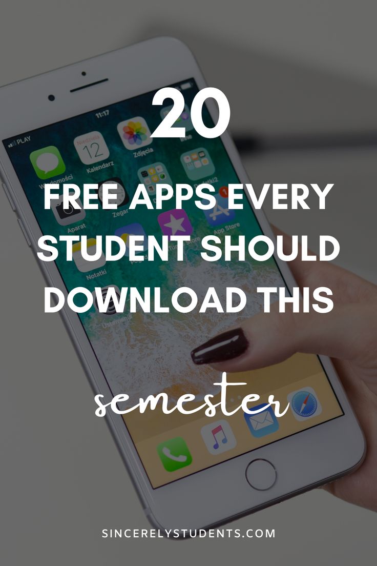 someone holding an iphone with the text 20 free apps every student should use