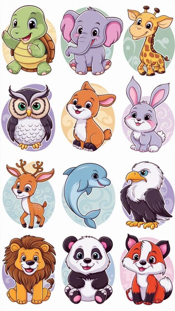 an animal sticker sheet with many different animals