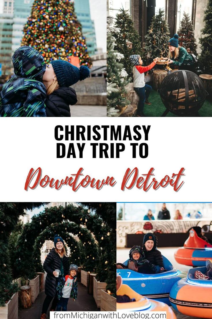 christmas day trip to downtown detroit with kids in bumper boats, and people on the ride