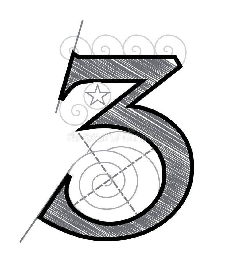 the number five with an arrow and stars on it, drawn in pencil royalty illustration