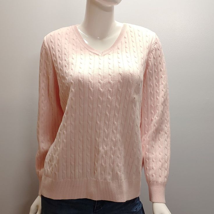 Name Brand - Karen Scott Color - Blush Size - Large Original Retail Price - 46.50 If You Have Any Questions Please Feel Free To Ask! Color Blush, Karen Scott, V Neck Sweater, Vneck Sweater, Cable Knit, Neck Sweater, Sweaters For Women, Blush, Cable