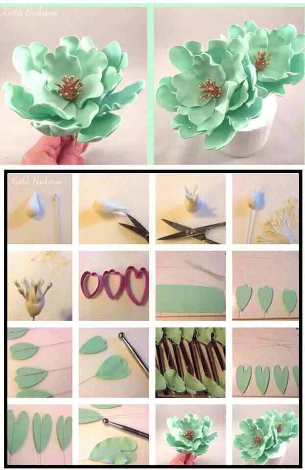 there are pictures of flowers and scissors in the process of making it look like they have been cut