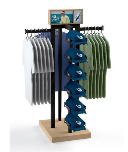 there is a rack with several shirts on it