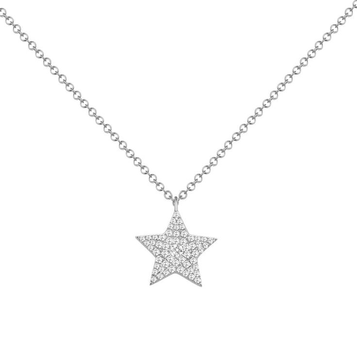 Shine brightly with our 14K Gold Star Necklace, a dazzling piece that captures the magic of the night sky. This captivating necklace features a star-shaped pendant, exquisitely crafted from radiant 14K gold. Encrusted with 0.20 carats of sparkling diamonds, the star twinkles with every movement, adding a touch of celestial elegance to your look. Suspended from a delicate 14K gold chain, this necklace is perfect for both everyday wear and special occasions. Whether as a gift or a personal indulge Luxury White Gold Star-shaped Diamond Necklace, Luxury Star-shaped White Gold Diamond Necklace, Luxury Star-shaped Diamond Necklace, Diamond Star Charm Pendant Necklace, Diamond Star Charm Necklace In Celestial Style, Luxury Star Necklace With Single Cut Diamonds, Diamond Star Charm Necklace, Star-shaped Diamond White Necklace With Single Cut Diamonds, Luxury Star-shaped Necklace With Single Cut Diamonds