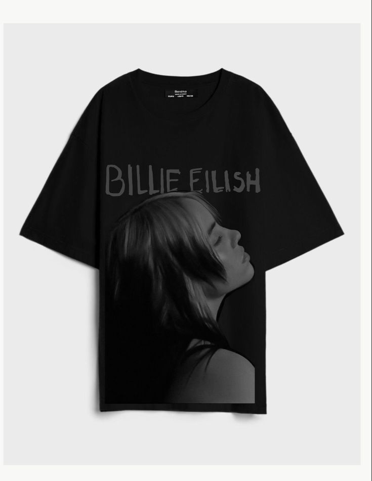 a black t - shirt with an image of a woman's face on it