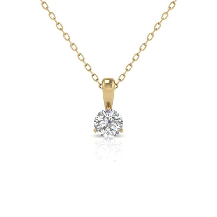 14kt Gold Lab Grown Diamond Solitaire Pendant: 3 prong setting Lab grown round diamond Chain included Yellow Diamond Necklace, White Diamond Necklace, Diamond Solitaire Pendant, White Diamond Earrings, Yellow Diamond Rings, Diamond Jewelry Necklace, Bridal Engagement Rings, Engagement Rings Round, Yellow Gold Setting