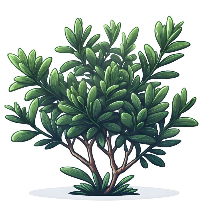 a green bush with leaves on a white background illustration in cartoon style stock illustratie