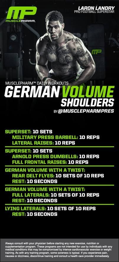 an ad for the german volume arms workout program, which is available in multiple languages