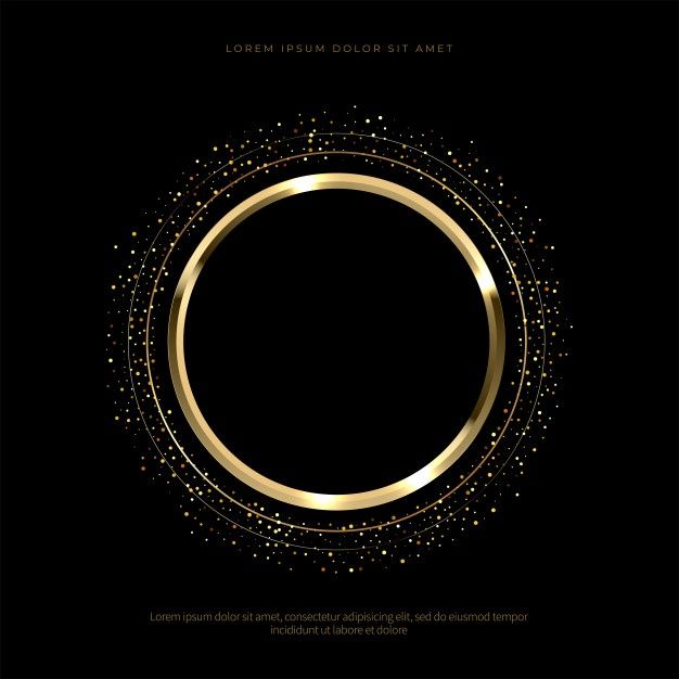 a gold circle frame on a black background