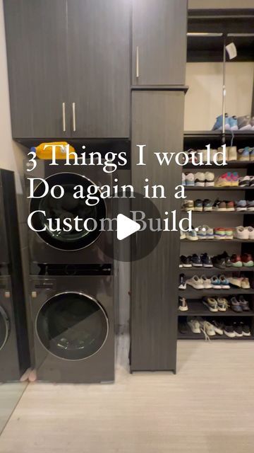 a washer and dryer in a room with the words 3 things i would do again in a custom build