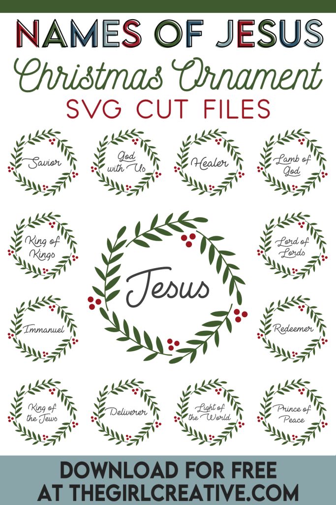 the names of jesus christmas ornament svg cut files