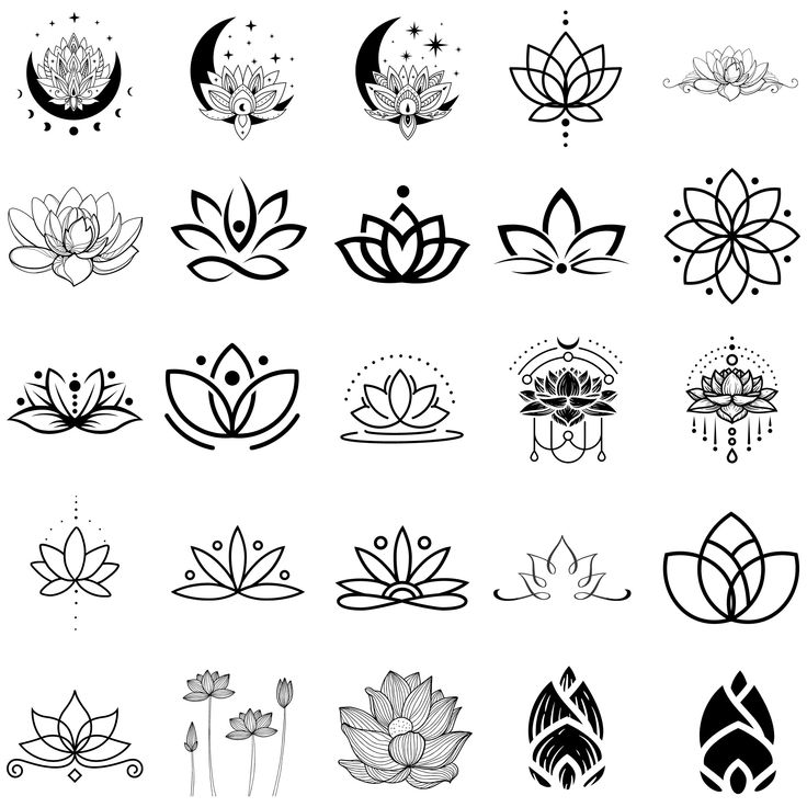 the lotus symbol is shown in black and white