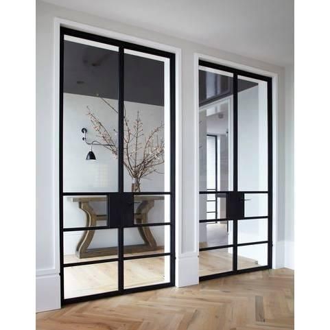 iwd-modern-design-black-steel-frame-double-door-interior-no-threshold-cifd-in008-creative-4-lite-clear-glass Australian Interior Design, Interior Design Awards, Style At Home, Wood Flooring, Sliding Glass Door, Glass Doors, Home Fashion, 인테리어 디자인, Design Awards