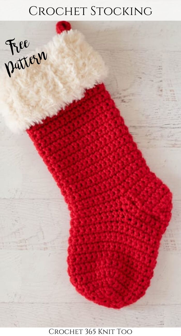 a crochet stocking is shown with the text, free pattern for this christmas stocking