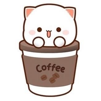 a cat sitting in a coffee cup with the word coffee on it's side