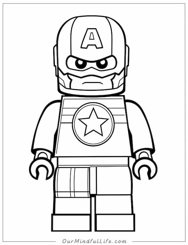 the lego character captain america coloring pages for kids to print out and color with their own name