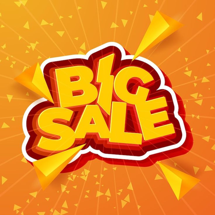 a big sale sign on an orange background with yellow and red triangles in the center