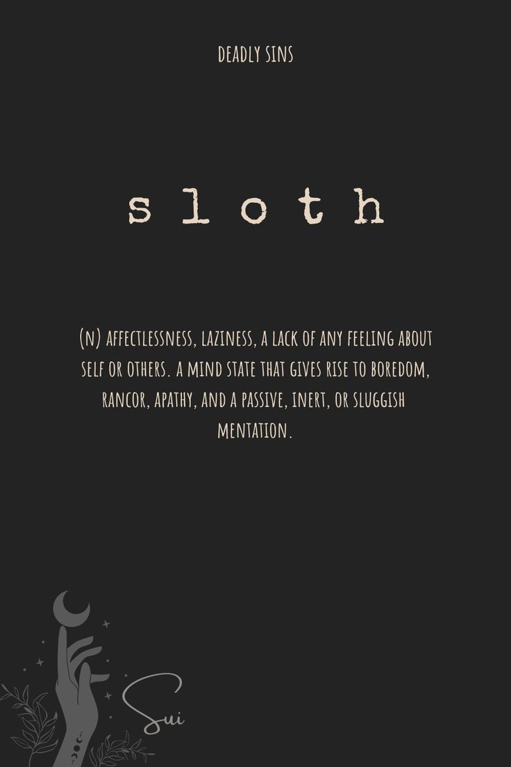 a black book cover with the words sloth written in white on it and an image of a woman's face