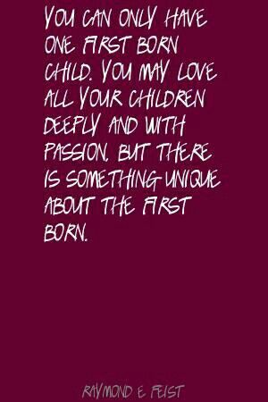 a quote written in white on a purple background with the words you can only have one first born child