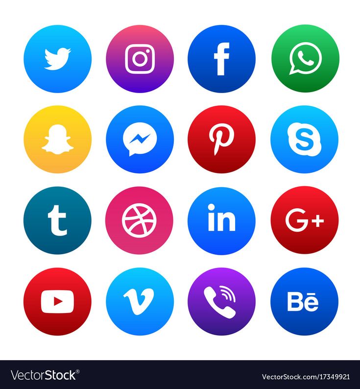 colorful social media icons on white background