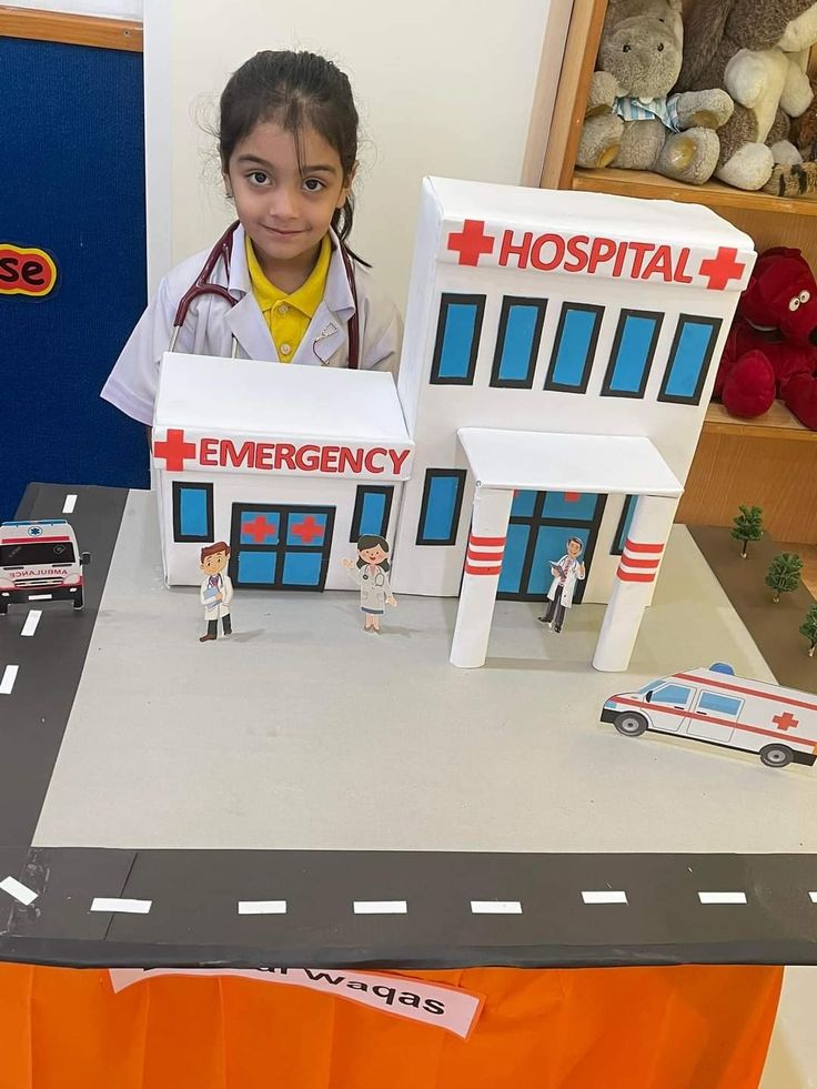 Hospital Model For School Project, Community Helpers Decorations, Community Project Ideas, Hospital Project, Hospital Pharmacy, Batman Comic Wallpaper, Science Models, Candy Themed Party, Community Workers