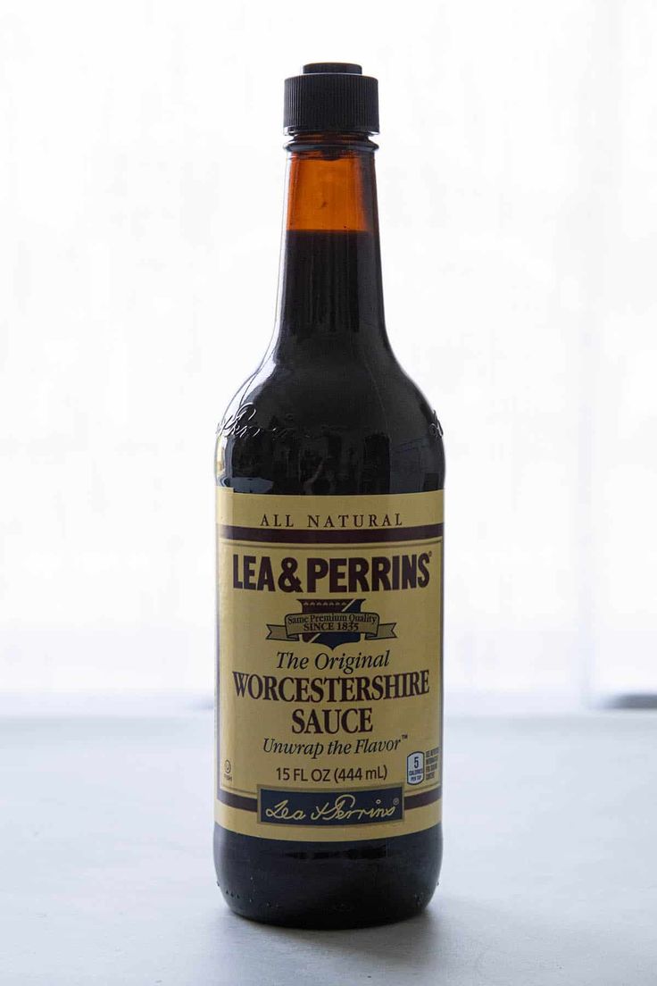 a bottle of tea and perrins on a table