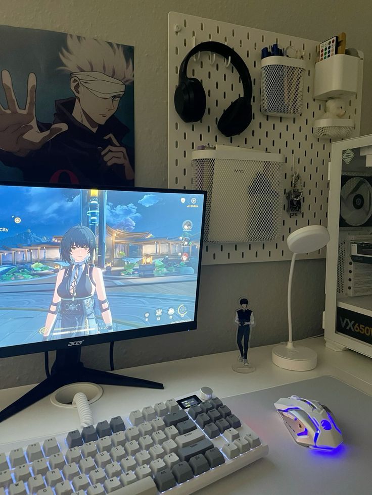 a desktop computer sitting on top of a white desk