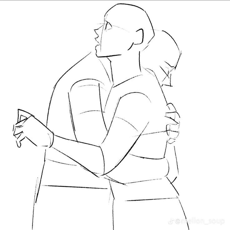 a drawing of two people hugging each other