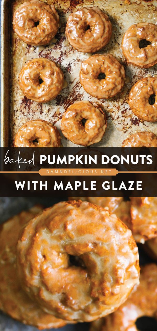 BAKED PUMPKIN DONUTS WITH MAPLE GLAZE, fall, pumpkin recipes, dessert ideas Homemade Donuts Recipe, Baked Donut Recipes, Fall Baking Recipes, Pumpkin Recipe, Pumpkin Recipes Dessert, Everything Pumpkin, Homemade Donuts, Pumpkin Everything, Fall Foods