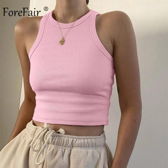 Colorful Crop Tops, Crop Top Casual, Cropped Tops, Ribbed Tank Tops, Mode Inspo, Knitted Tank Top, Looks Vintage, Pink Tops, Look Cool