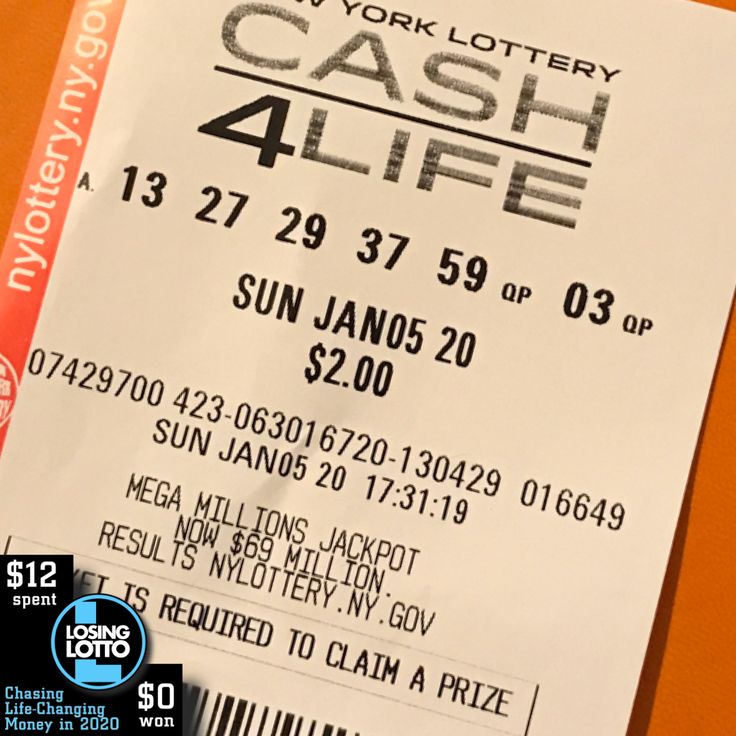 a ticket for the new york lottery is shown