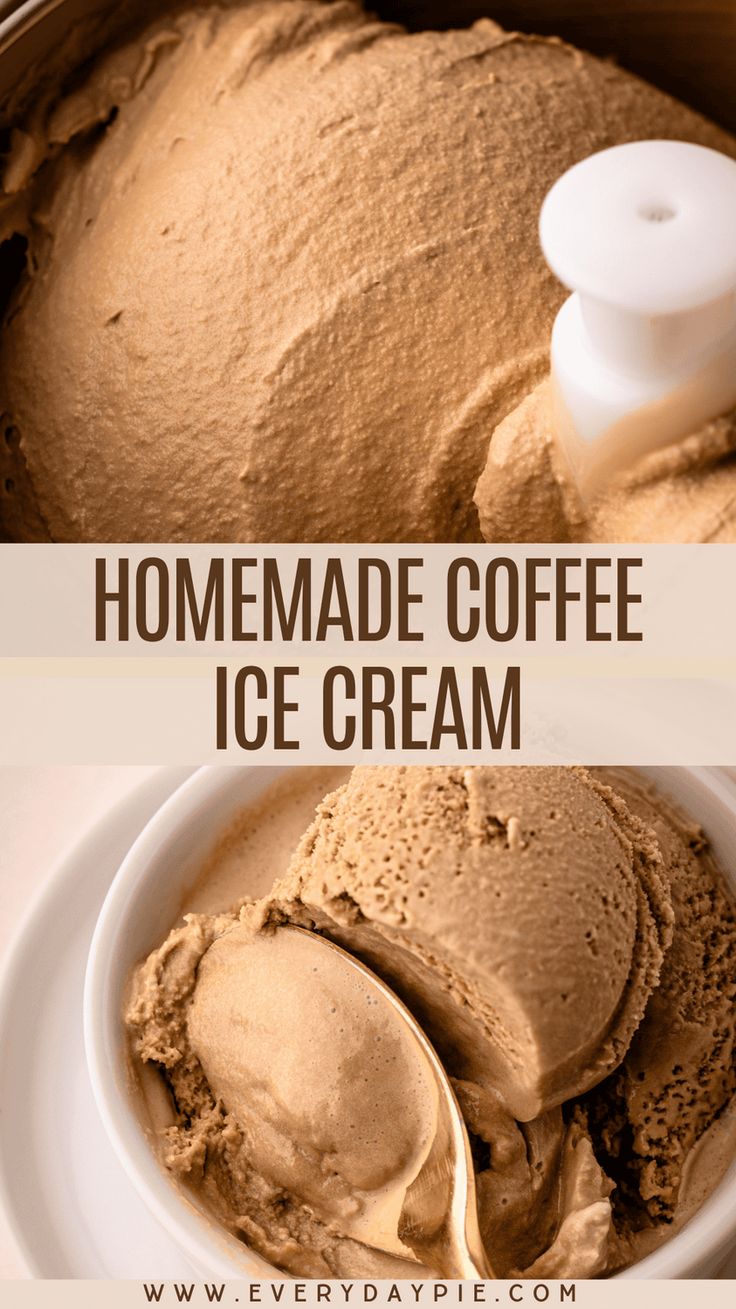 homemade coffee ice cream in a bowl