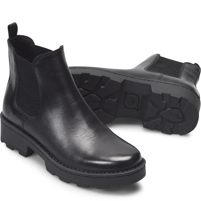 Verona | Born Shoes Leather Chelsea Boots With Textured Sole, Leather Chelsea Boots With Textured Sole And Round Toe, Ankle-high Waterproof Boots With Leather Sole For Winter, Ankle-high Waterproof Boots With Rubber Sole For Fall, Rugged Ankle-high Leather Boots, Waterproof High Ankle Leather Work Boots, Everyday Slip-on Fall Boots, Everyday Slip-on Boots For Fall, Everyday Fall Slip-on Boots