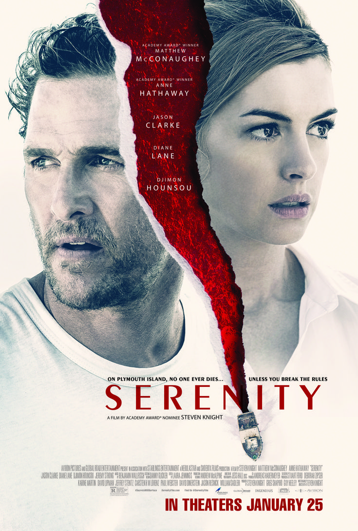 the movie poster for serenity starring actors from left, michael fassner and elizabeth lien