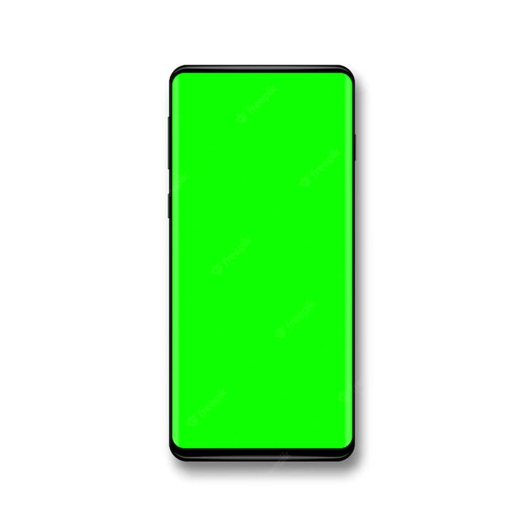 a green cell phone is shown on a white background with clipping area for text